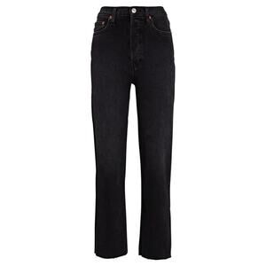 RE/DONE 70s Stove Pipe Jeans Women’s 23 Washed Noir Black Straight Raw Hem